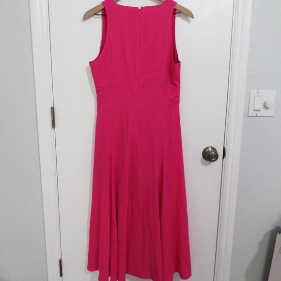 Banana Republic 6 Paradise Pink Midi Dress Linen Sleeveless - Picture 2 of 5